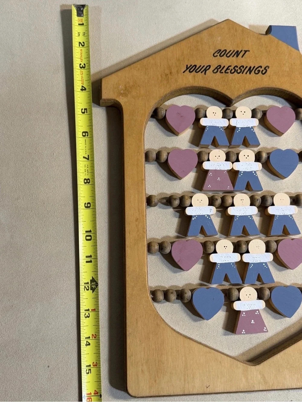 Count Your Blessings Wooden Wall Decor - Blue & Mauve